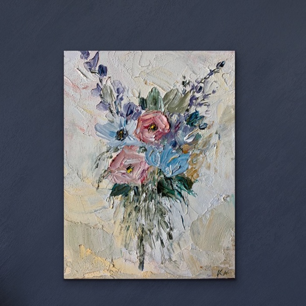 ORIGINAL Floral Palette Knife Oil Painting 8 x 10